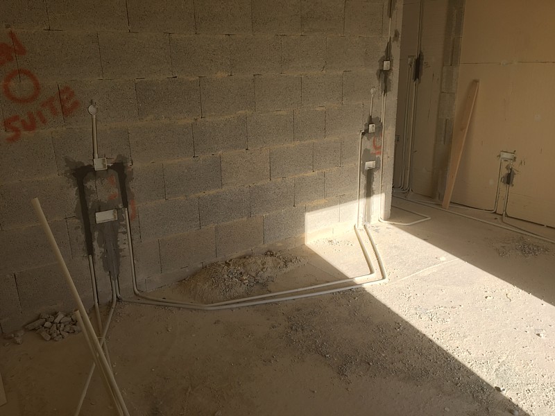 Main bedroom - started filling some conduits in the wall