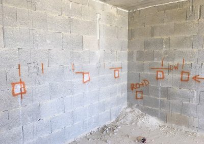 Start of the day - wall with markings