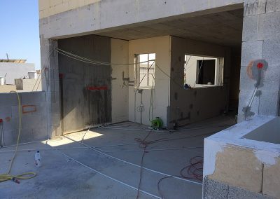 Light fittings and conduit in, both sides of where the terrace door will be