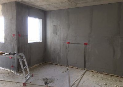 Fibreglass mesh and render in the kitchen area