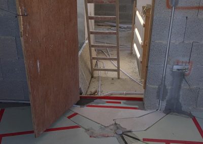Front door step being worked on