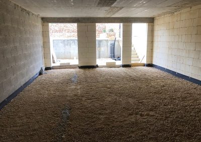Developer getting the garage ready for concrete pour tomorrow