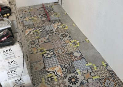 Kitchen floor along side wall