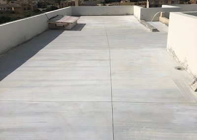 Expansion joints cut - you can see the main drain which the roof slants to on the right