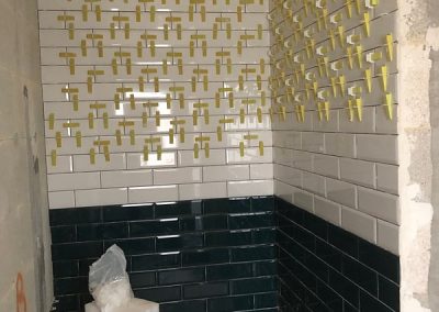 Guest en-suite - 2 walls tiled to the ceiling