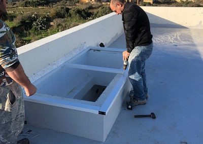 Installing the skylight frame and glass