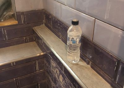 Shelving made from floor tile cut-offs