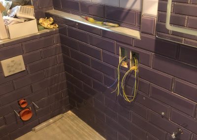 Front bathroom getting ready for grouting