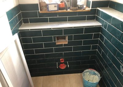 Grouting in the guest en-suite started