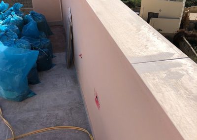 Terrace wall finished - wood effect tiles complete it