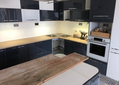 Kitchen worktop, sink and oven now installed