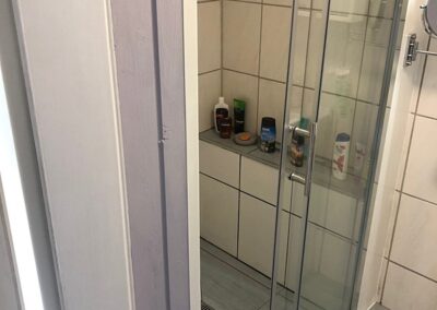 Bathroom door frame onto shower area - completed